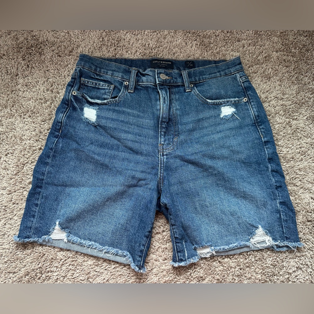 Lucky Brand Blue Jean Shorts Distressed Raw Hem